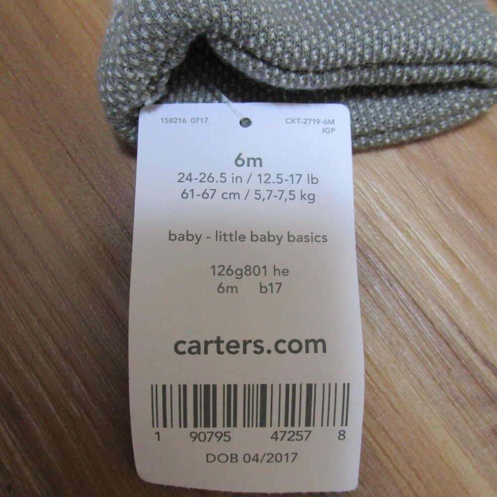 NWT Carters dark light grey romper one piece jumpsuit knit with beige buttons 6M - Picture 6 of 9